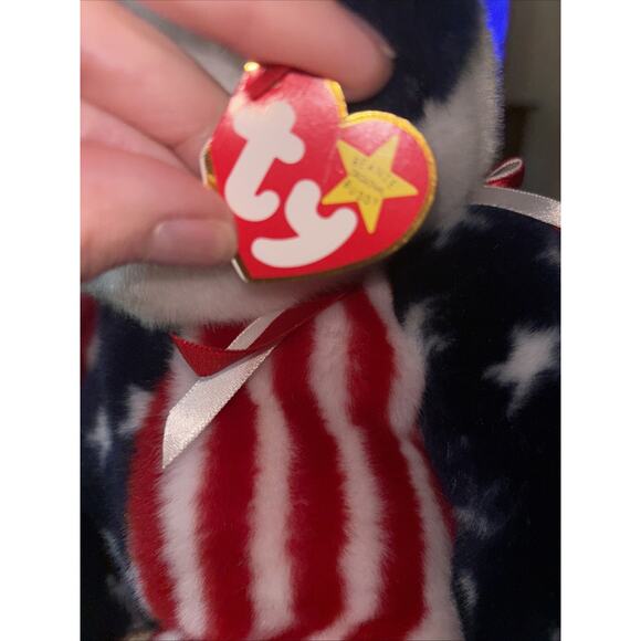 TY Beanie Buddy - SPANGLE the American Bear (14 inch) - New with Tags - Picture 2 of 3
